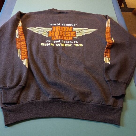 Vintage Ormond Beach Fl 1999 Bike Week Iron Horse Saloon Men's M Sweatshirt - Picture 7 of 8